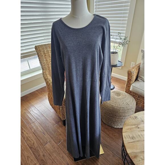 L.L. Bean Dresses & Skirts - L.L Bean Gray 100% Cotton Maxi Dress Women's Size L Vintage Cottagecore